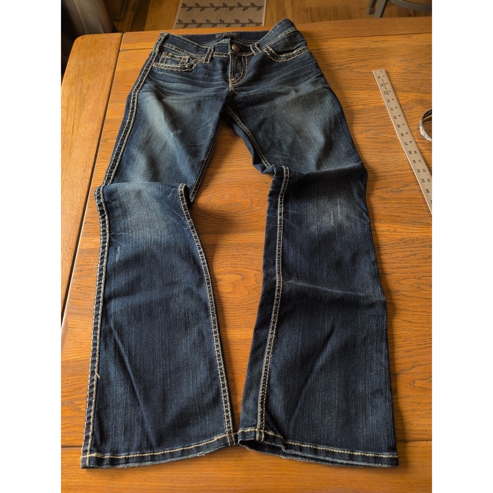 Silver Jeans Co Suki Surplus Jeans 27x32 Embroidered Stretch Bootcut Midrise EUC